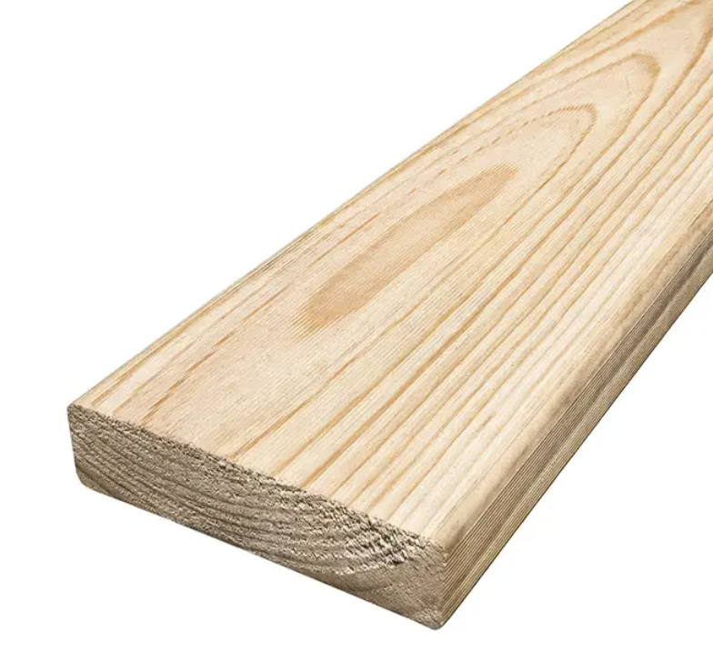 Treated pine decking timber showing lighter softwood boards